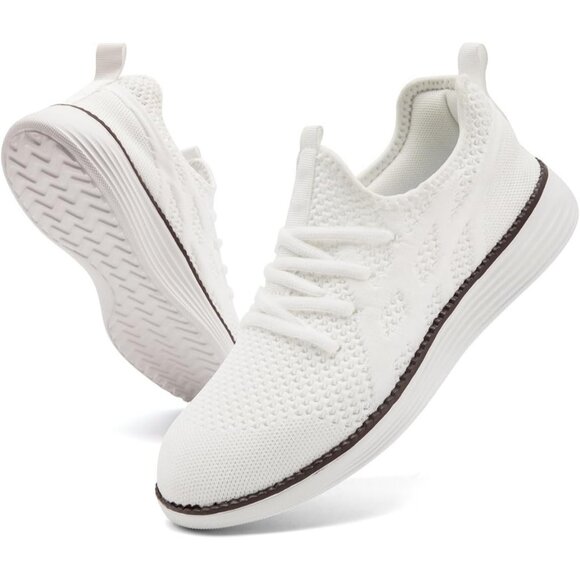 Mens Slip On Sneakers Walking Tennis White Shoes Running Gym Athletic Non Slip - Picture 1 of 6